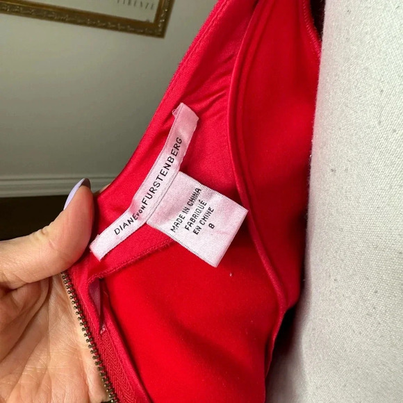 DVF Red Cocktail Dress Sz. 8 - Picture 2 of 4